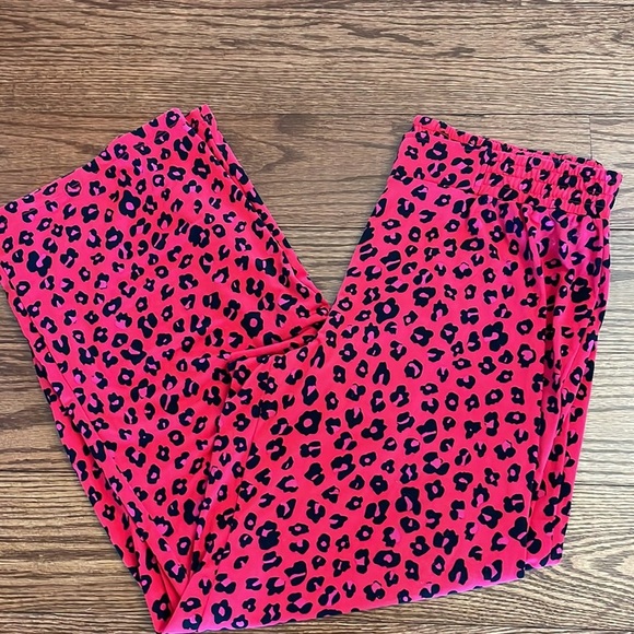 IMAN global Chic red black animal print palazzo wide leg pants pull on flowy XLP - Picture 1 of 9